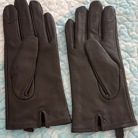 Michael Kors Dark Brown Leather Gloves - Picture 3 of 6
